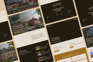 Preview of Aspire LPP website on device - Pages from the Aspire LPP website arranged in a grid